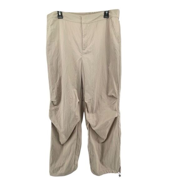 A New Day Tan High Rise Parachute Pants | Women’s Nylon Blend Drawcord Size 12 - Picture 1 of 15